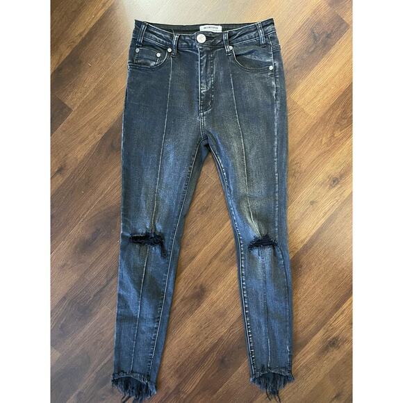 One x OneTeaspoon High Waist Freebird II Skinny Jeans Black Goth Grunge Emo Sz28 - Picture 2 of 10
